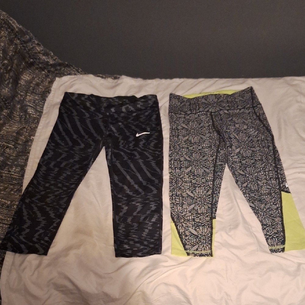 Nike Black Patterned Leggings and Floral Print Leggings